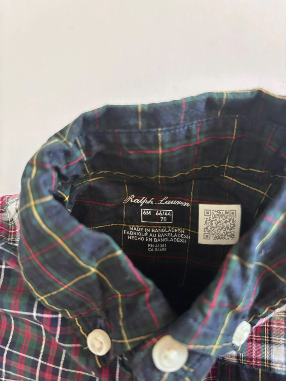 RALPH LAUREN Plaid Cotton Poplin Fun Coverall Polo Button Down Size 6 Months